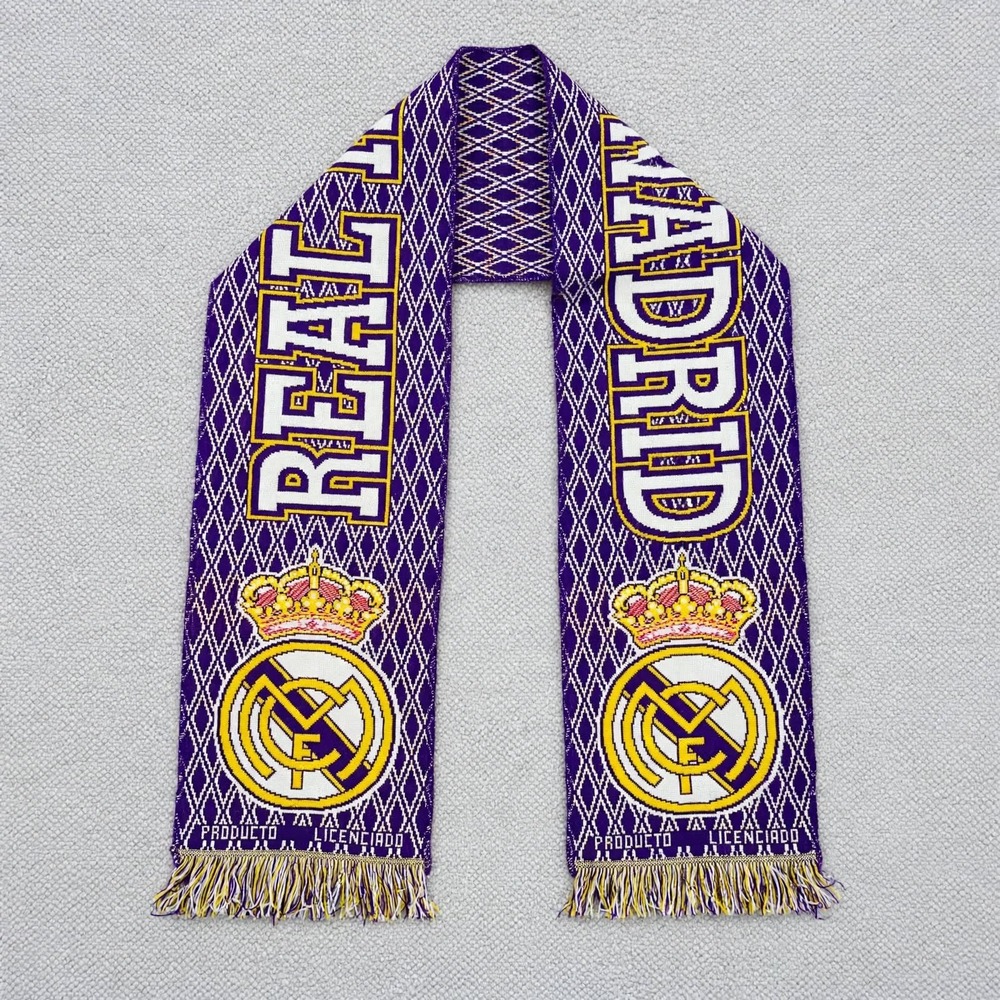 Vintage Real Madrid Official Licensed Jacquard Scarf Purple Producto Licenciado